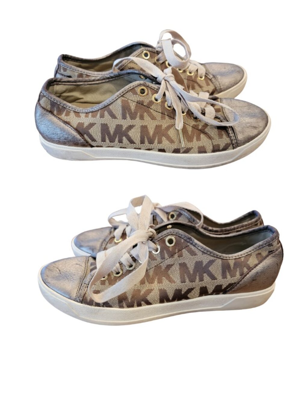 Michael Kors City Sneaker in Bronze/Gold Monogram Low Top Lace Up